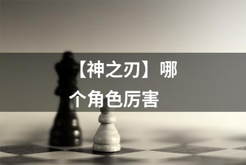 【神之刃】哪个角色厉害