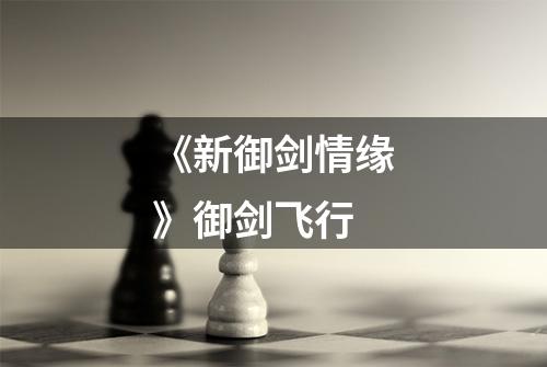 《新御剑情缘》御剑飞行