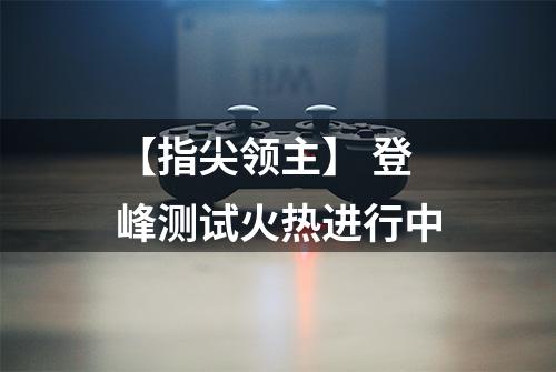 【指尖领主】 登峰测试火热进行中