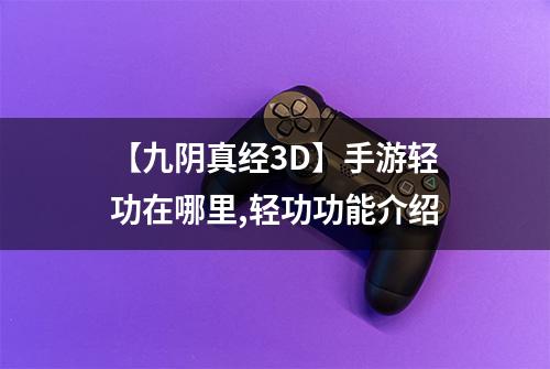 【九阴真经3D】手游轻功在哪里,轻功功能介绍